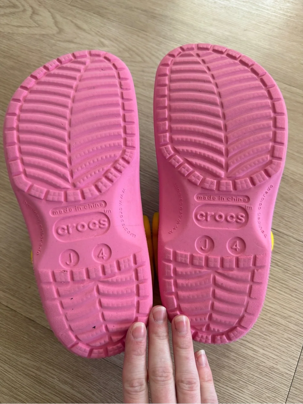 Crocs x Ron English Party Animal Clog Kids Sz J4 Pink Leopard w Jibbitz Light Up